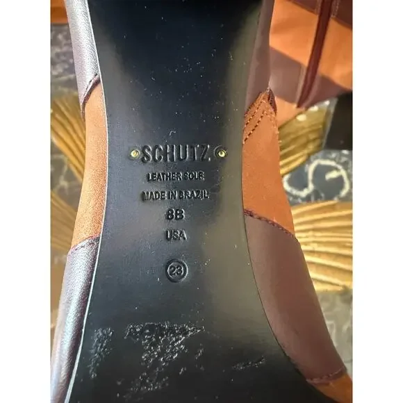 NWOT Schutz Raffaela Chevron Ankle Leather Boots Sz. 8 - Picture 7 of 8